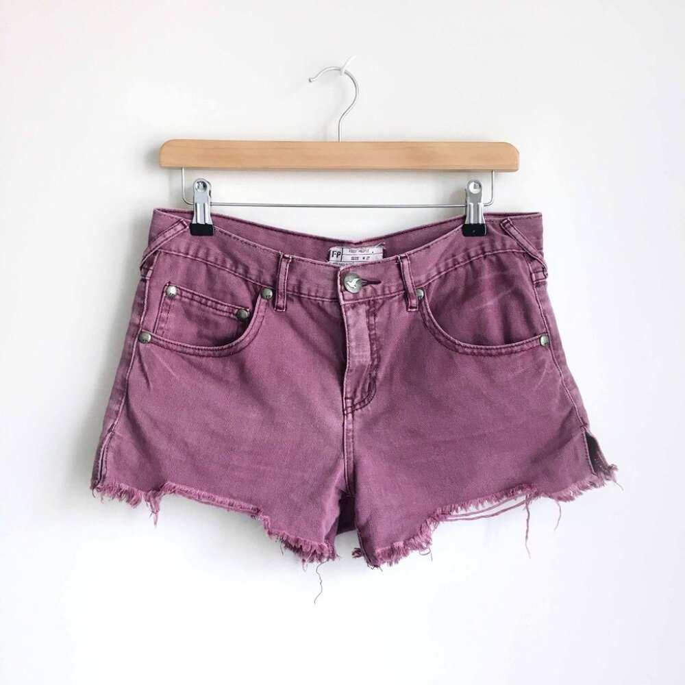 Free People Distressed Colored Denim Shorts